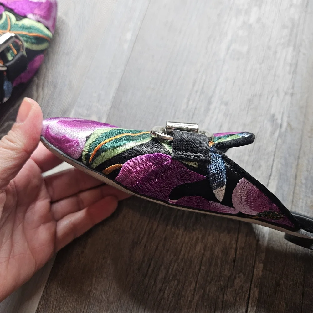 Jeffrey Campbell Mules Size 6 Purple Ravis Embroidered Floral - Picture 8 of 10